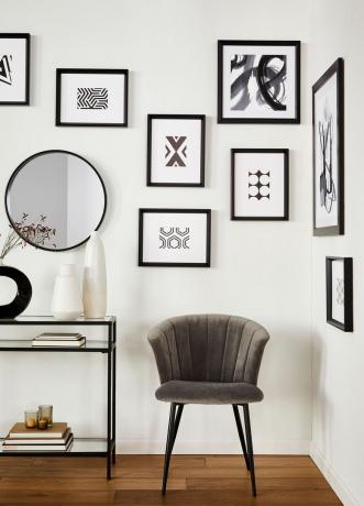 Sein, must, mööbel, tuba, must-valge, sisekujundus, laud, pildiraam, kujundus, mustvalge fotograafia, 
