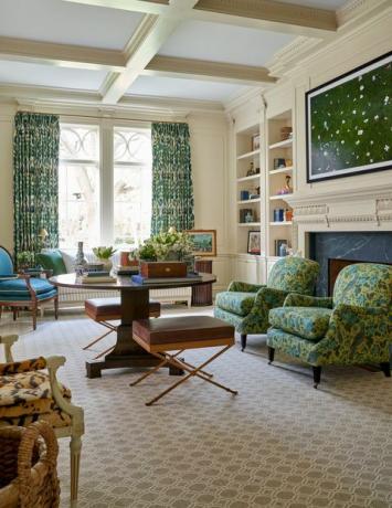 formálna obývačka, zelené stoličky