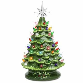 شجرة عيد الميلاد من السيراميك المطلي مقاس 15 بوصة