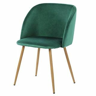 Židle H.J WeDoo Velvet Čalouněné křeslo Moderní židle do středního století Obývací pokoj Židle na líčení s bočními volnočasovými židlemi s kovovými nohami ve dřevěném vzhledu, tmavě zelená, 18,5 palců x 19,9 palců x šířka 32,9 " H.