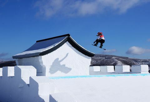 snowboardový tréning na zimných olympijských hrách v Pekingu 2022