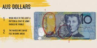 Dolar Australia - tanda palsu