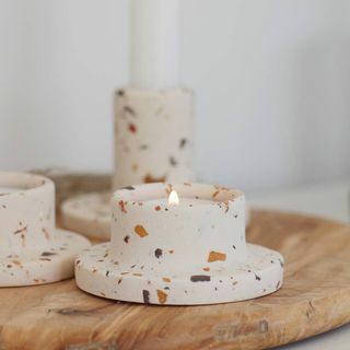Suporte para velas impermeáveis ​​de resina ecológica de outono Terrazzo