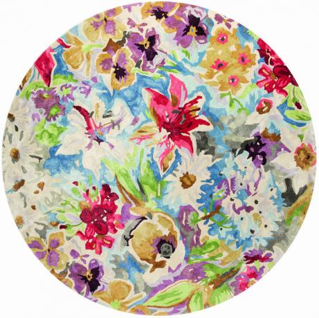 Квітучий круглий квітковий мульти -килим, Ligne Pure на сучасних килимах