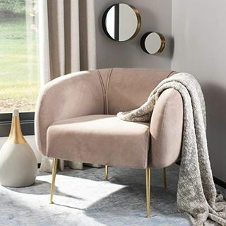 Дом от кутюр Alena Mid-Century Pale Mauve and Gold Chair