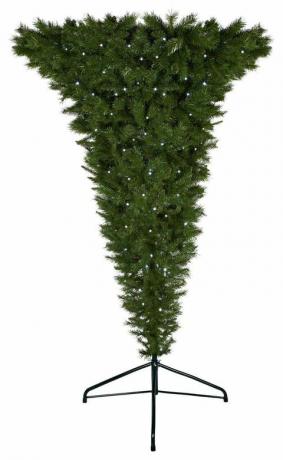 Árvore de Natal de cabeça para baixo pré-iluminada de 2,10 m