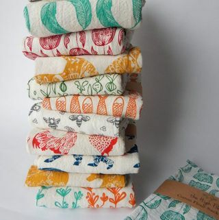 Set di asciugamani da cucina stampati a mano