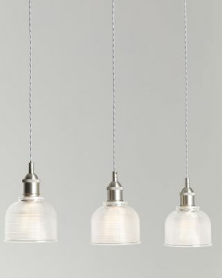 John Lewis & Partners Ezra 3 Privjesna prizmatična staklena stropna svjetiljka, kositrena