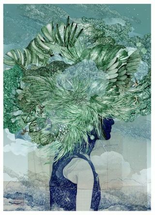 Kodama Spring بواسطة Lucille Clerc. طباعة جيكلي ، 70 × 50 × م ، إصدار 50. 180 جنيهًا إسترلينيًا من Outline Editions في The Affordable Art Fair Battersea.