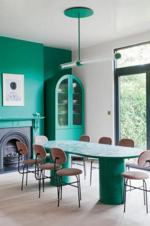 Zelená, izba, nábytok, tyrkysový, interiérový dizajn, stôl, jedáleň, nehnuteľnosť, budova, strop, 