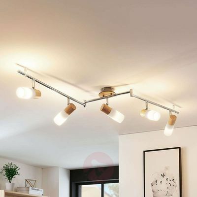 Пет крушки дървени LED таван прожектор 