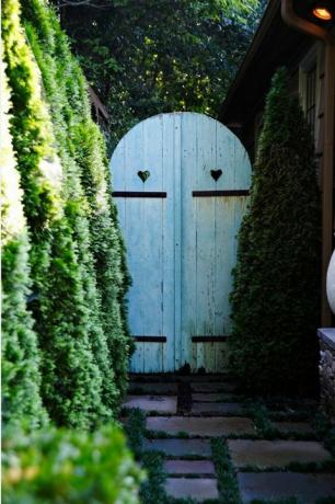 Πράσινο, θάμνος, πόρτα, κήπος, πόρτα σπιτιού, εξώφυλλο, φράχτης, πύλη, αυλή, thuya, 