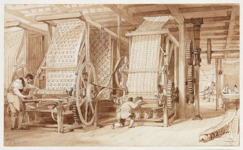 სვინსონ ბერლის ბამბის ქარხანა პრესტონის მახლობლად, ლანკაშირე, 1834 წ