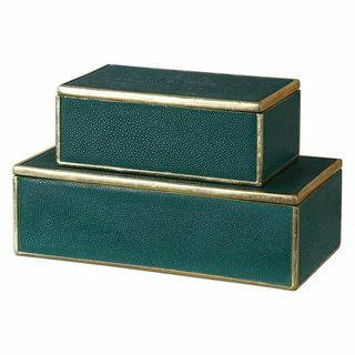 Smaragdo žalios spalvos dekoratyvinės dėžutės 