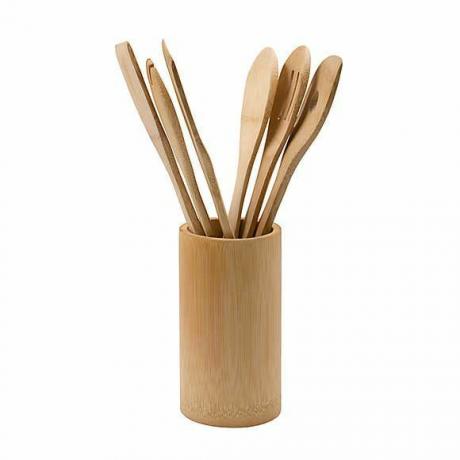 Dunelm Bamboo Utensil Set mit Topf