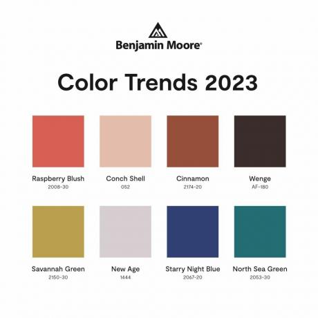 paleta barvnih trendov benjamin moore barva leta 2023
