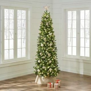 7.5 'Pre-Lit LED Manchester Fir Slim Artificial Tree with Warm White Lights
