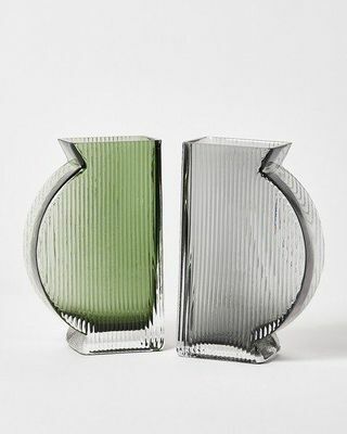 Aomi Buchstützen-Vase in Grün und Grau