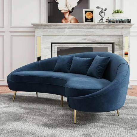 Blue Velvet Curved soffa