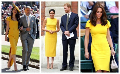 Amal Clooney, Meghan Markle, Kate Middleton - δημόσιες εξόδους με κίτρινα φορέματα