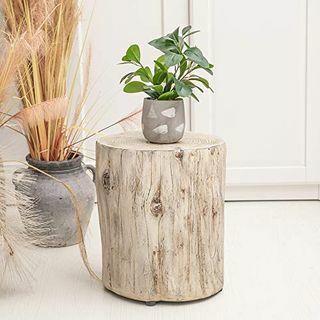 Faux Wood Stump Pall Accent Tabell