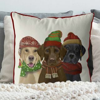 Zimski labradori, božićni jastuk