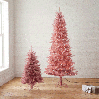 Rózsaszín talmi karácsonyfa