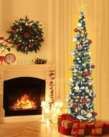 HMASYO 150 CM izbočno božično drevo z lučkami
