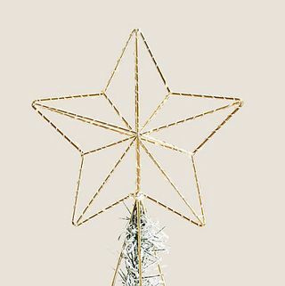 Topper de árvore estrela com luz dourada