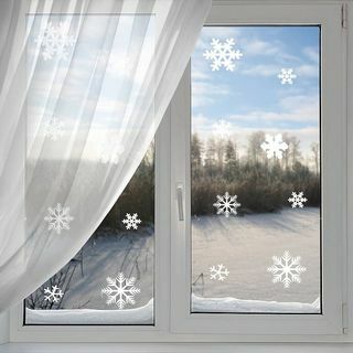 Set mit 20 festlichen Schneeflocken-Fensteraufklebern