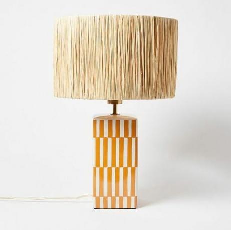 Ines Orange Raffia & Ceramic Desk & Table Lamp