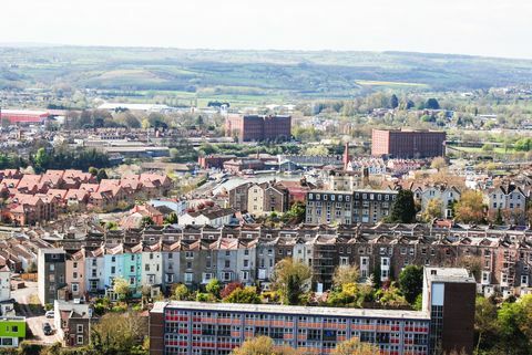 Pohľad na domy v meste Bristol, Veľká Británia