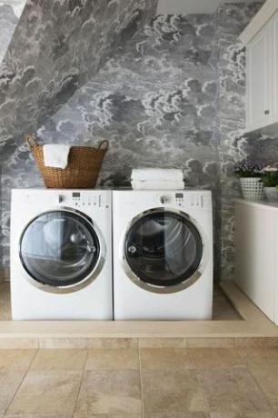 Pralni stroj, sušilnik za oblačila, tla, večji aparati, tla, pralnica, pralnica, siva, gospodinjski aparati, prostor, 