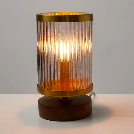 Vaso gull metall og glass bordlampe