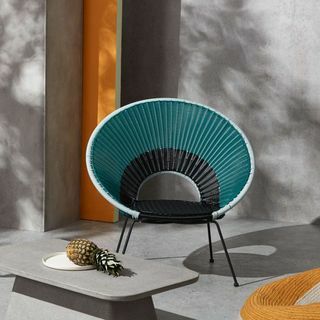 Yuri Garden Lounge Chair, Multi Woven Blau
