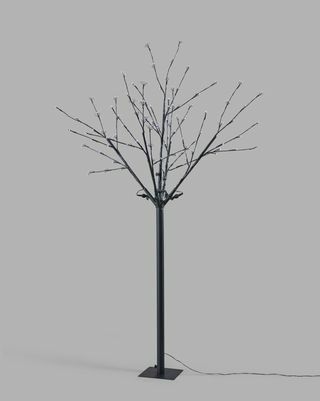 شجرة غصين سوداء مضاءة مسبقًا ، أبيض ثلجي ، 6 أقدام