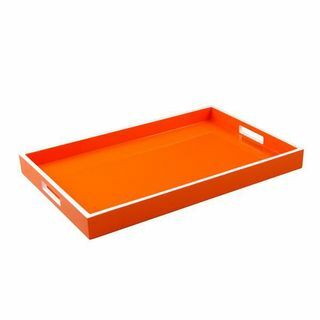 Rechteckiges Tablett aus Lack in Orange