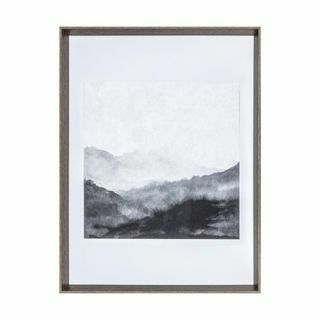 Abstraktní rámovaný tisk Emmeline v bílé a šedé barvě