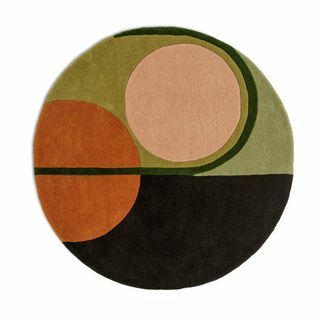 Вълнен килим с геометричен кръг 