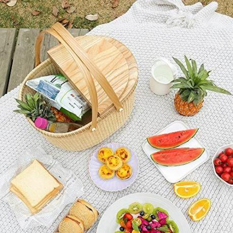 Nantucket riet-op-riet geweven picknickmand