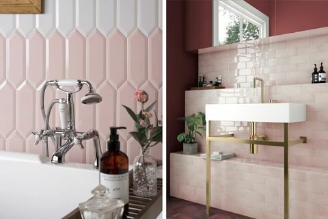 bridgerton růžové interiéry koupelny
