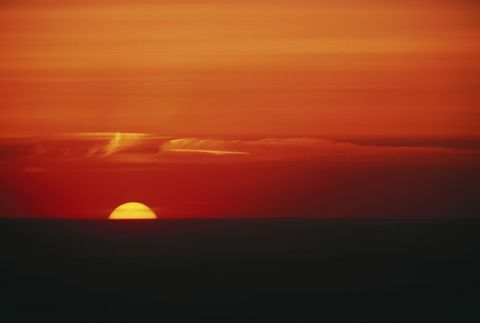 Solnedgangsrød glød fra Summer, Steptoe Butte State Park, Washington State, USA