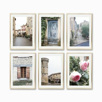 Galleriveggsett, fotografiutskrifter i Frankrike, sett med 6 utskrifter