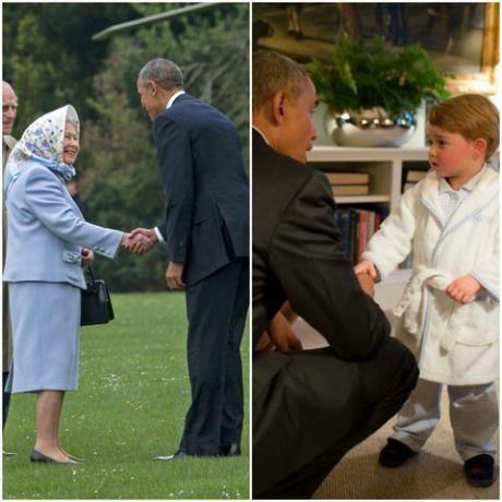 кралица Елизабет II принц Джордж среща президент Обама