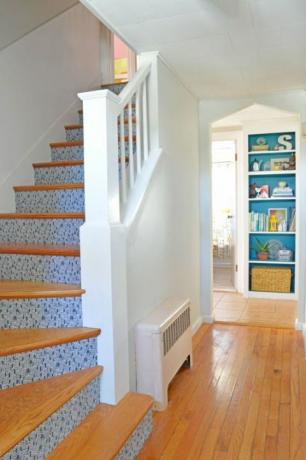 Fa, lépcső, kék, padló, padló, ingatlan, belsőépítészet, szoba, fapadló, laminált padló, 