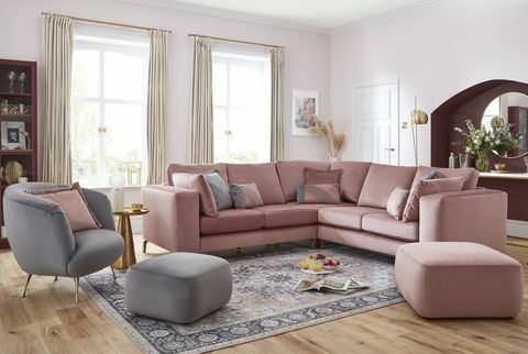 casa lindo sofá dfs de veludo rosa darcy