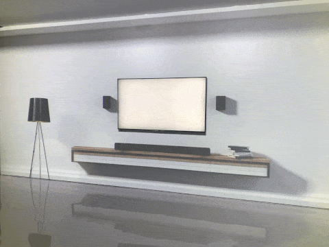 Samsung QLED televizorius, spalvotas sienų interjeras