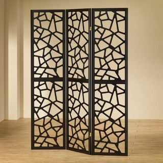 Coaster Fine Furniture 3-Panel Black Wood Folding Indoor Privacy Screen