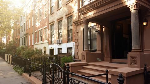 Elegante brunstein og rekkehus i West Village. Manhattan, New York City