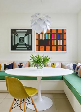 غرفة ، أثاث ، تصميم داخلي ، أخضر ، برتقالي ، أصفر ، طاولة ، فيروزي ، منزل ، غرفة طعام ، 